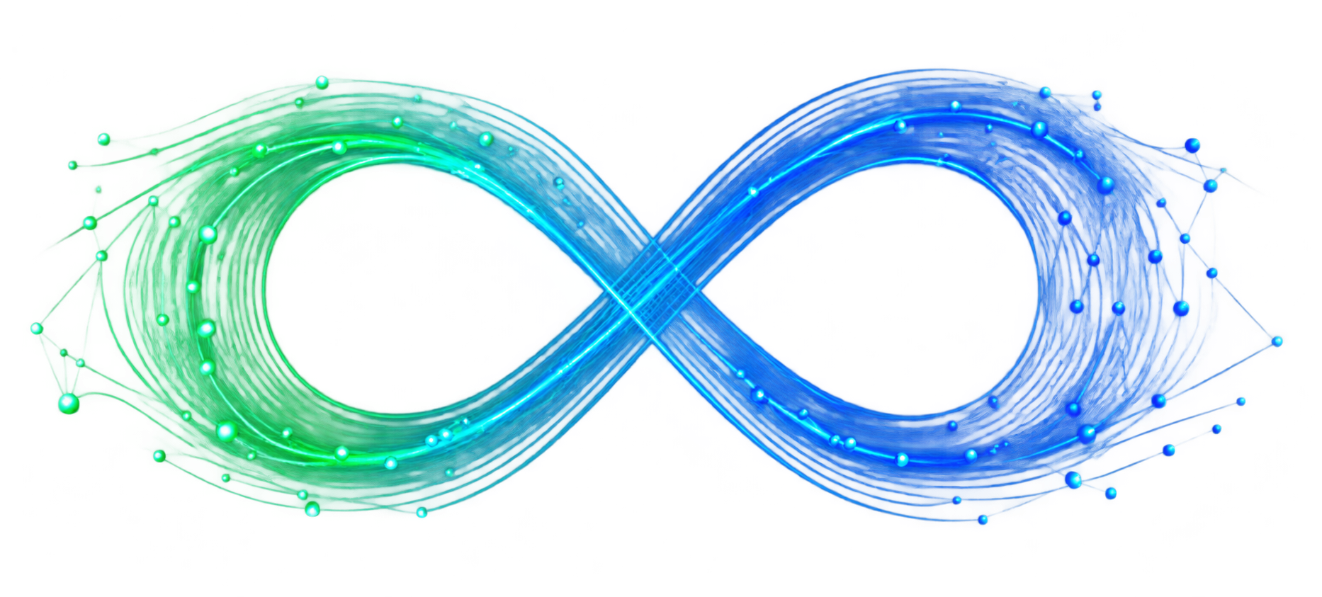 Símbolo de infinito de NINE en verde y azul