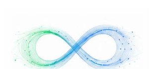 Símbolo de infinito de NINE en verde y azul